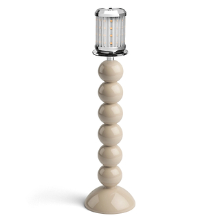 Tall Cappuccino Bobbin Lacquered Lamp Base & Rechargeable Bulb - 34cm