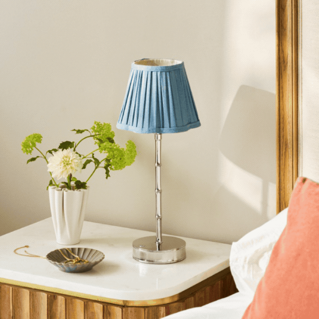 Chambray Blue Scallop Lampshade - 16cm