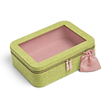 Green Grasscloth & Pink Suede Interior Mahjong Travel Bag