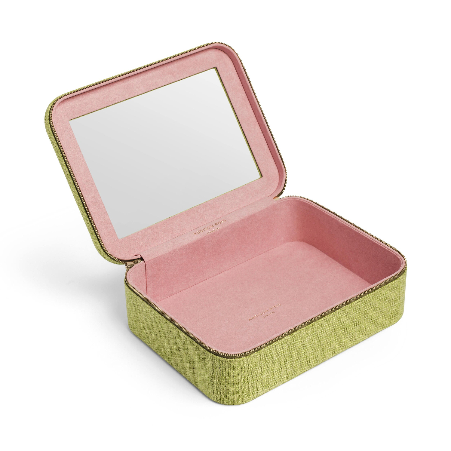 Green Grasscloth & Pink Suede Interior Mahjong Travel Bag