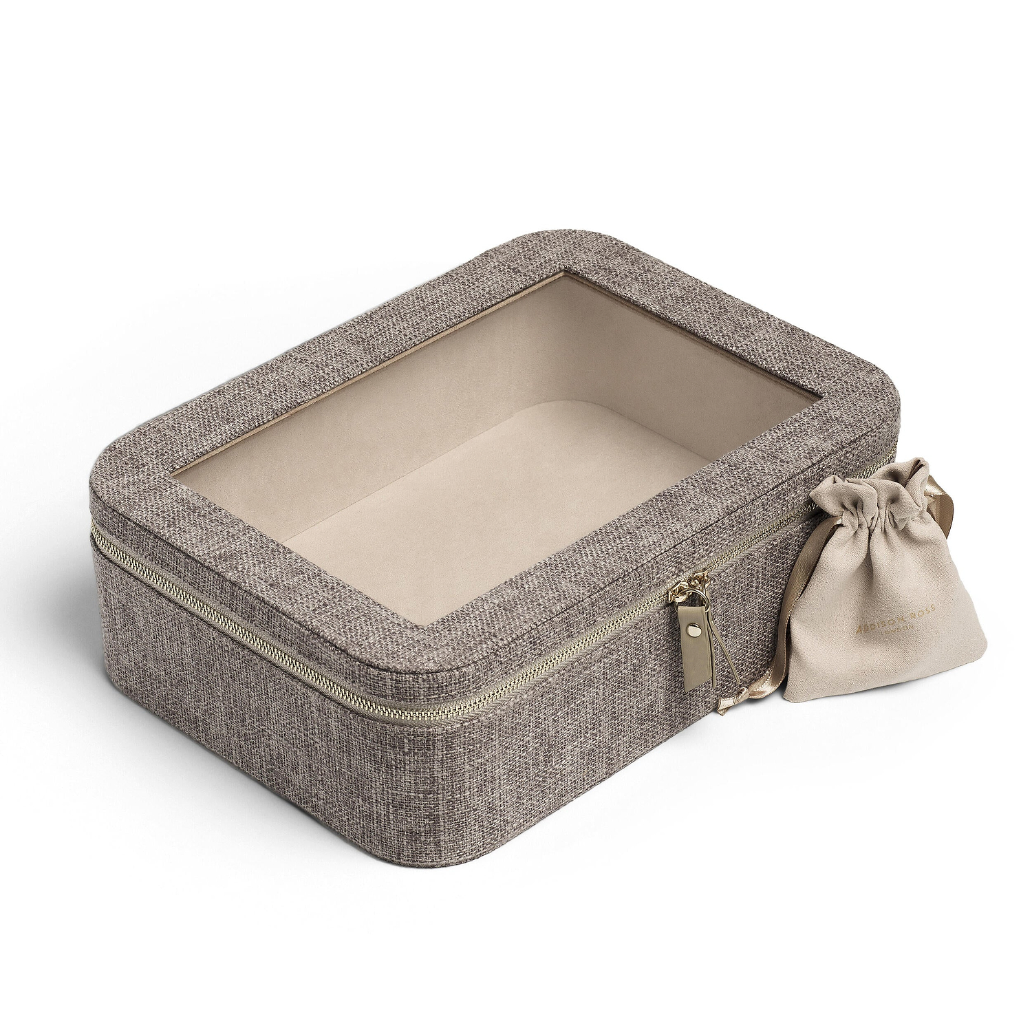 Mink Grasscloth & Cappuccino Suede Interior Mahjong Travel Bag