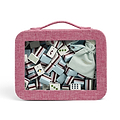 Pink Grasscloth & Eau de Nil Suede Interior Mahjong Travel Bag