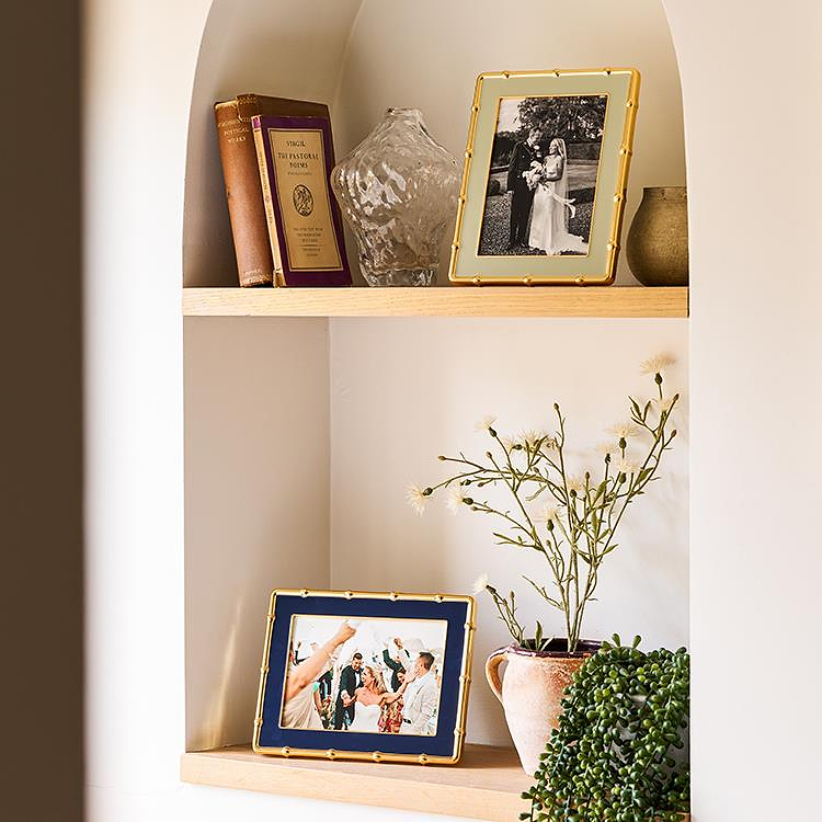 Navy & Gold Bamboo Enamel Photo Frame