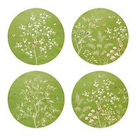Green Chinoiserie Coasters - Set ta '4