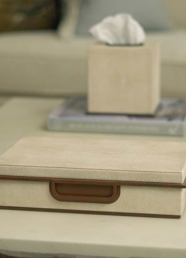 Large Ecru Faux Shagreen Box