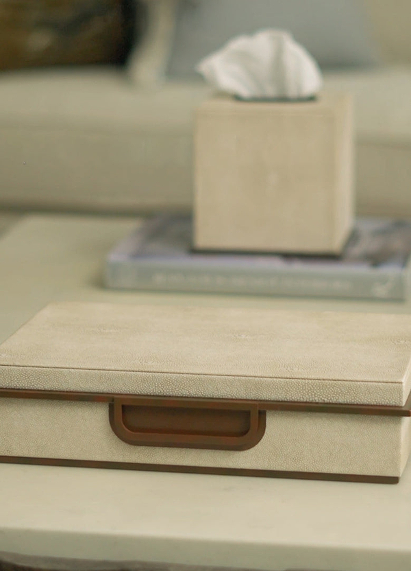 Large Ecru Faux Shagreen Box