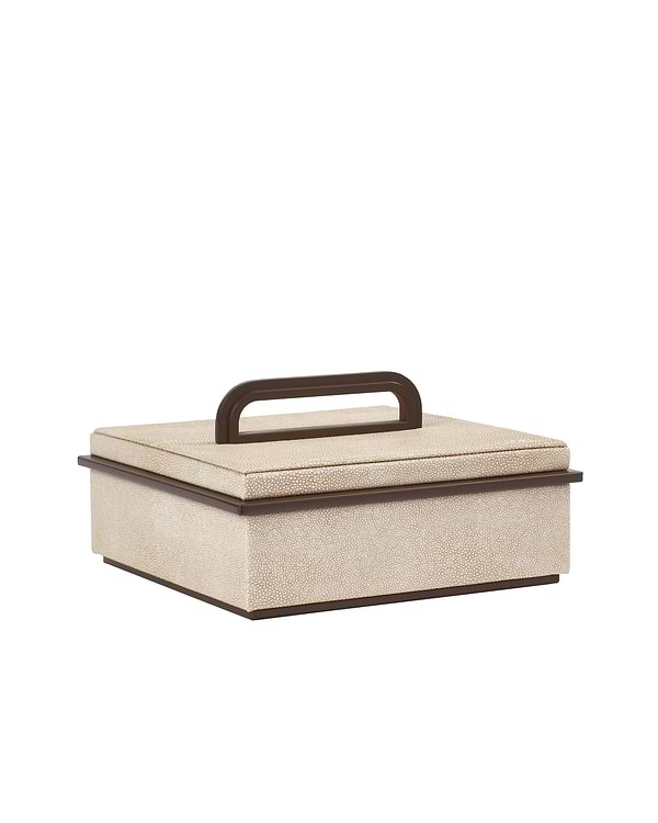 Small Ecru Faux Shagreen Box