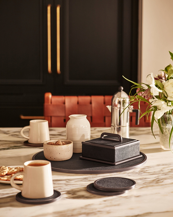 Small Anthracite Faux Shagreen Box