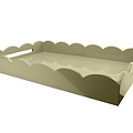Chiffon Grey Large Lacquered Scallop Ottoman Tray