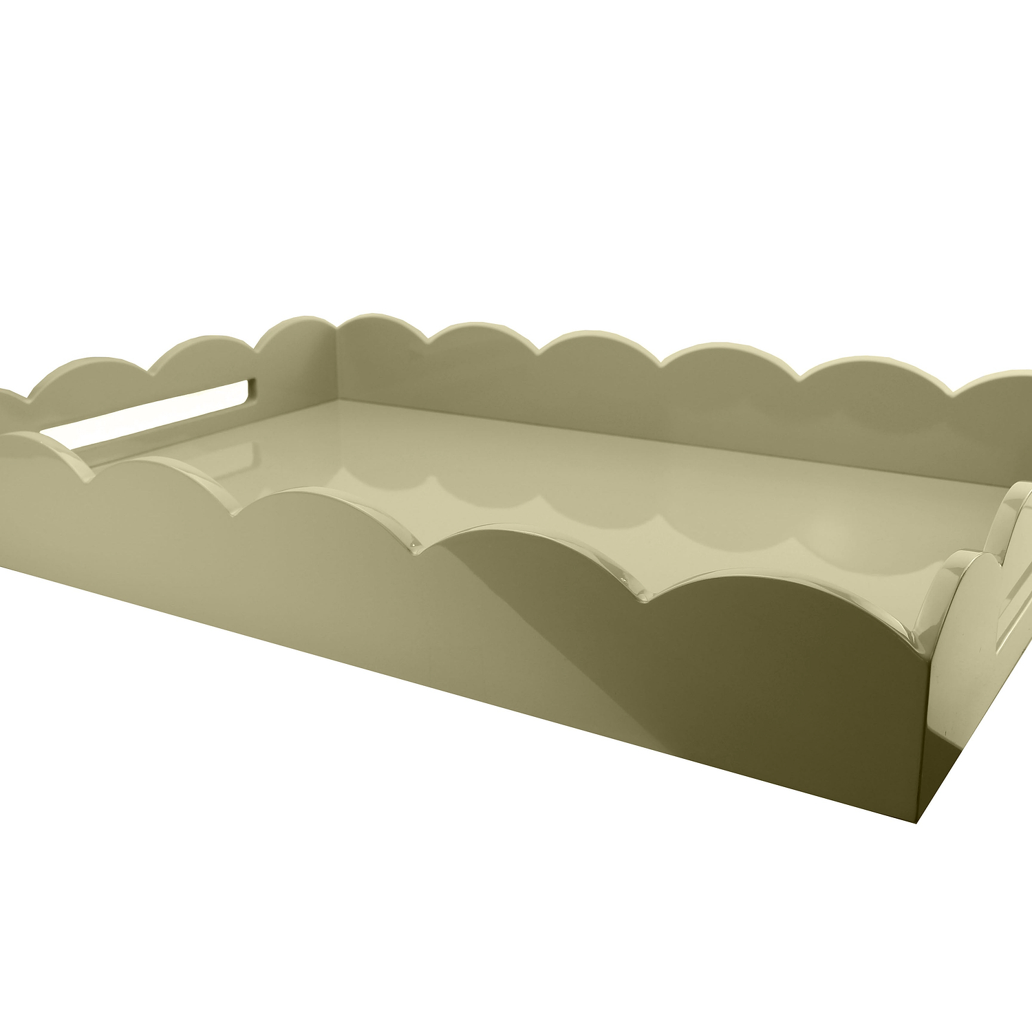 Chiffon Grey Large Lacquered Scallop Ottoman Tray