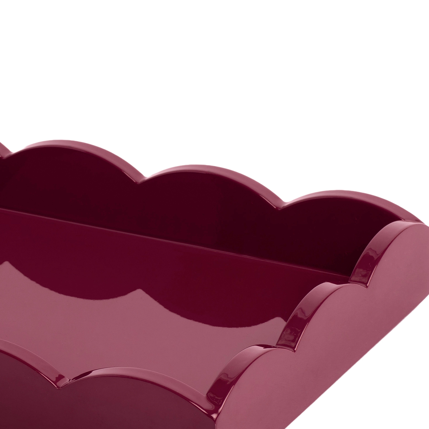 Cherry Small Lacquered Scalloped Tray