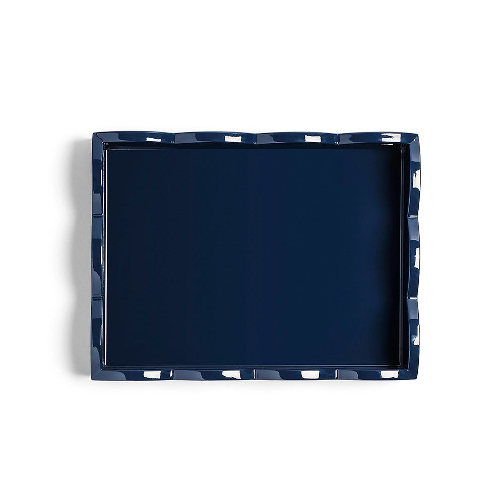Pale Denim & Navy Lacquered Scallop Small Two-Tone Tray