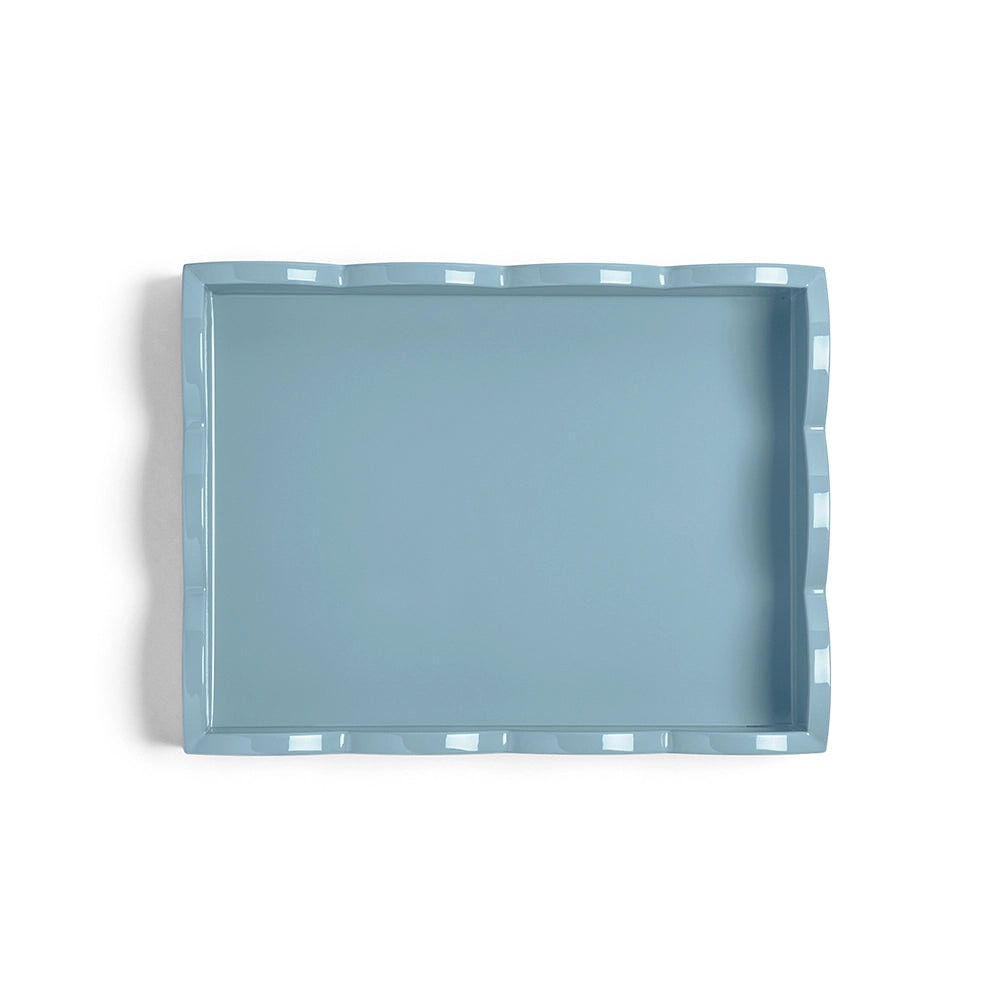 Orange & Chambray Lacquered Scallop Small Two-Tone Tray
