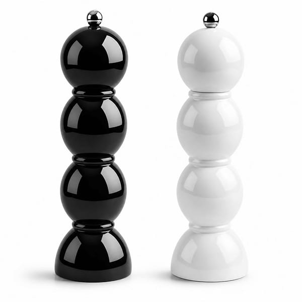 Schwarz-weißes Bobbin Salz- und Pfeffermühlen-Set