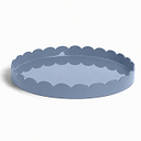 Chambray Blue Round Large Lacquered Scallop Ottoman Tray – Limited Edition