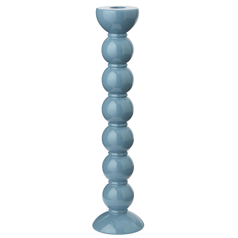Extra Tall Chambray Blue Bobbin Candlestick - 33cm