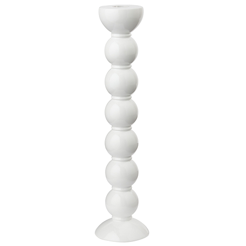 Extra Tall White Bobbin Candlestick - 33cm