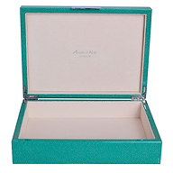 Large Green Shagreen Lacquer Box with Silver