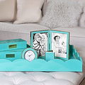 Turquoise Blue Enamel & Gold Double Frame