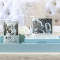 Pale Denim Blue Large Lacquered Ottoman Tray