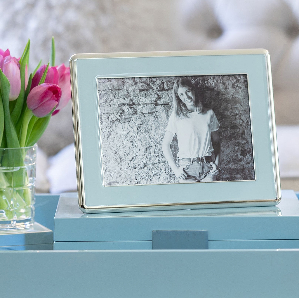 Powder Blue Enamel & Silver Curve Frame