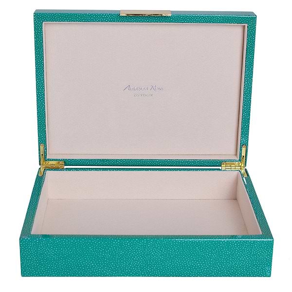 Large Green Shagreen Lacquer Box with Gold