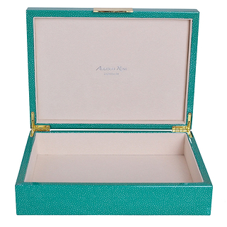 Large Green Shagreen Lacquer Box with Gold