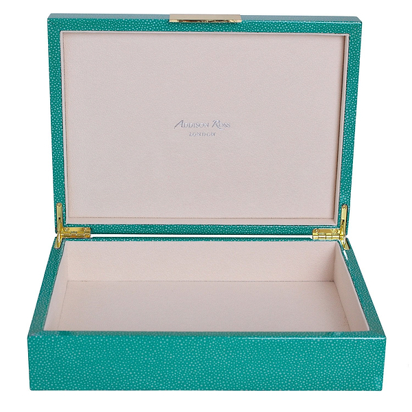 Large Green Shagreen Lacquer Box with Gold