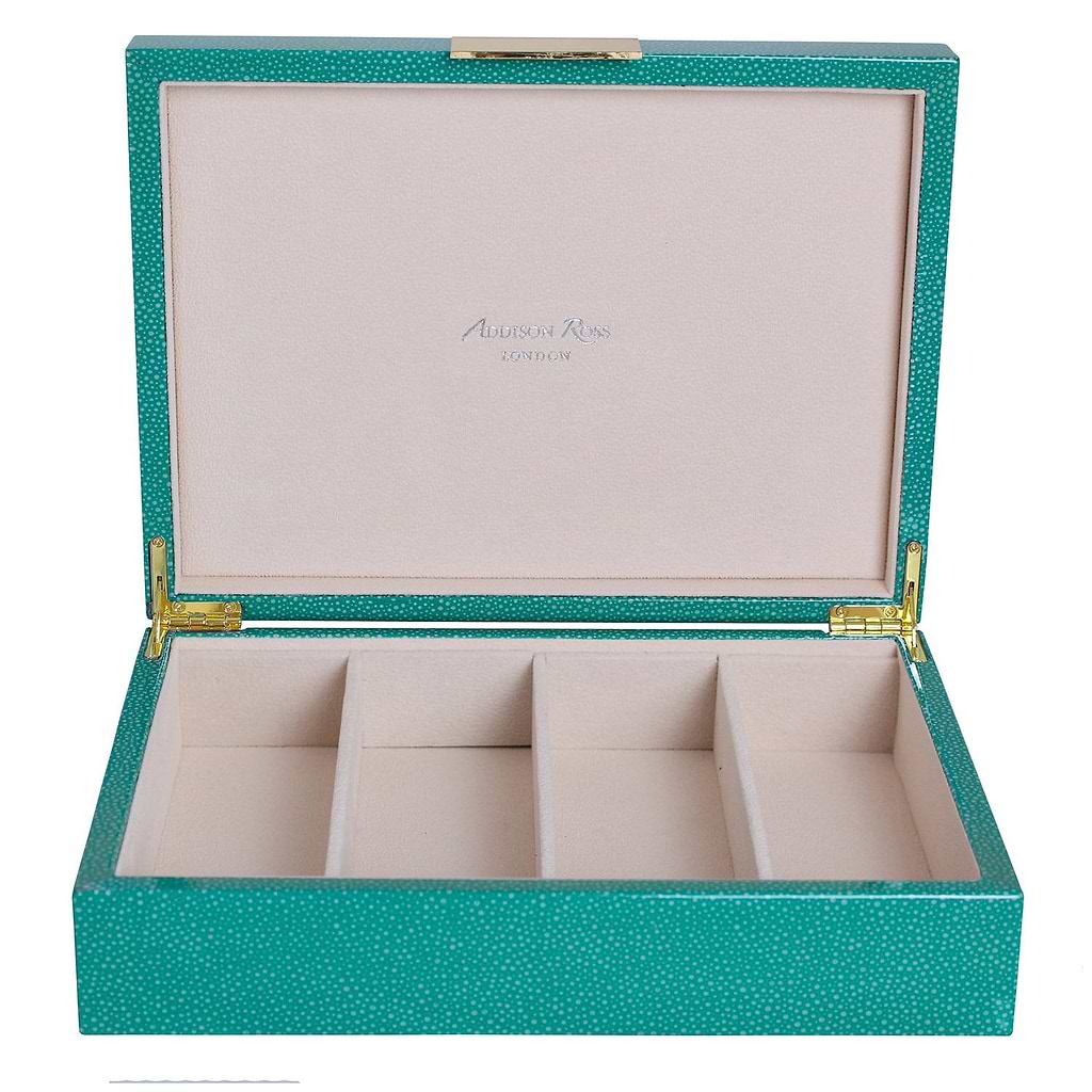 Large Green Shagreen & Gold Glasses Box