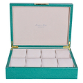 Large Green Shagreen & Gold Watch Box