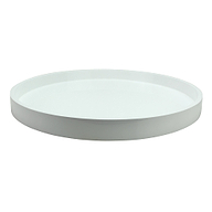 White Straight Sided Round Medium Lacquered Tray