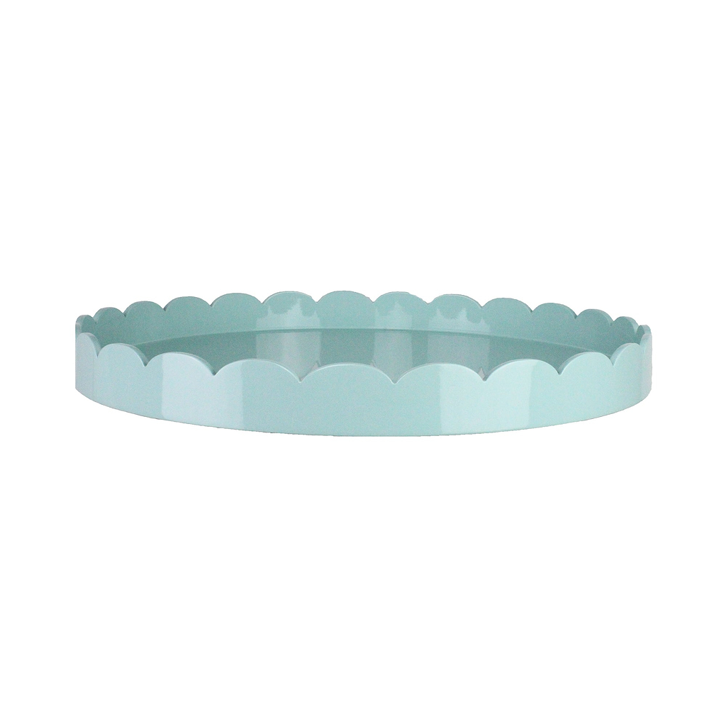 Eau de Nil Round Large Lacquered Scallop Tray