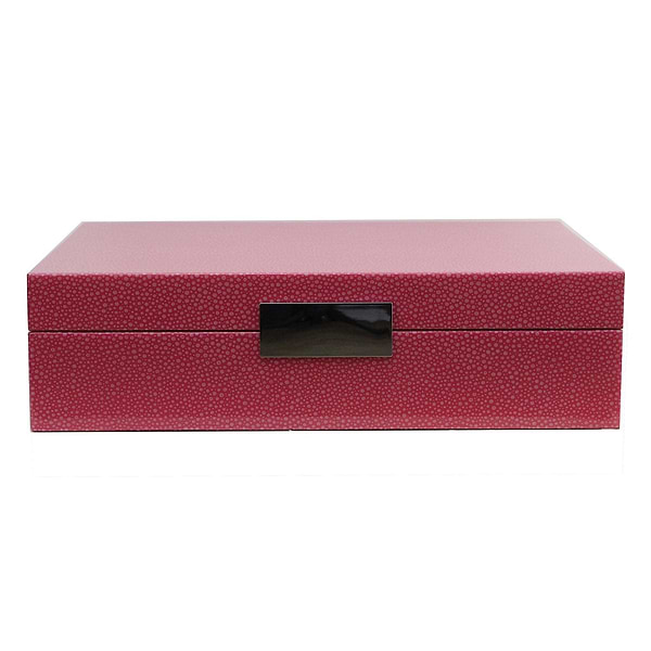 Große rosa Shagreen-Uhrenbox mit Silber
