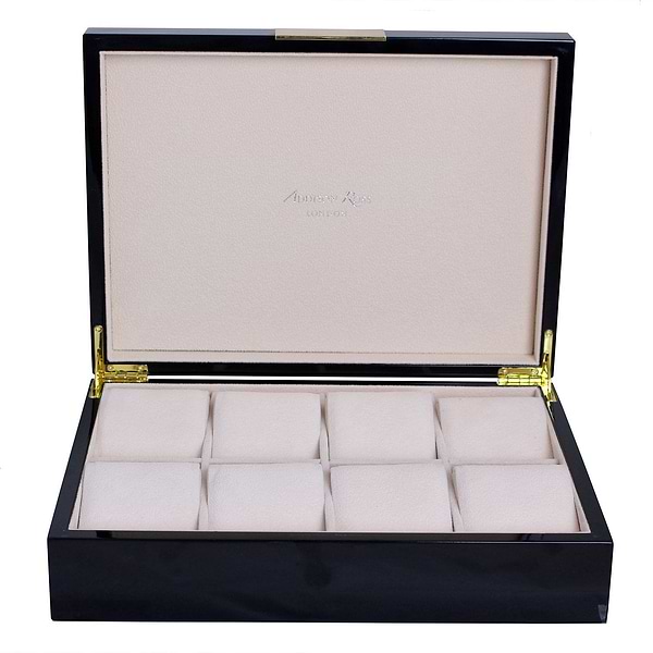 Große Uhrenbox in Schwarz und Gold
