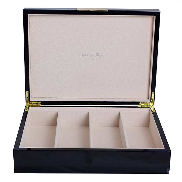 Große Brillenbox in Schwarz und Gold