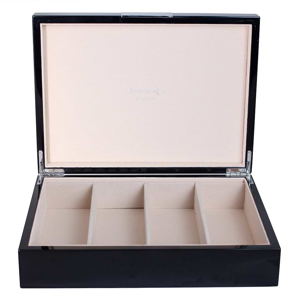 Caja grande para gafas en negro y plateado