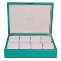 Large Green Shagreen Watch Box with Silver