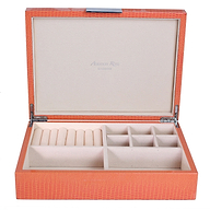 Large Orange Croc Jewellery Box with Silver