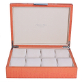 Large Orange Croc & Silver Watch Box