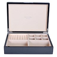Large Carbon Fibre Jewellery Box with Silver