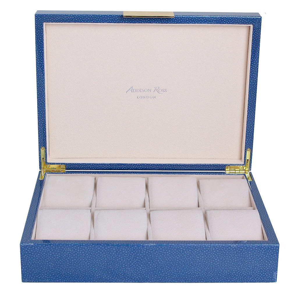 Large Blue Shagreen Watch Box with Gold