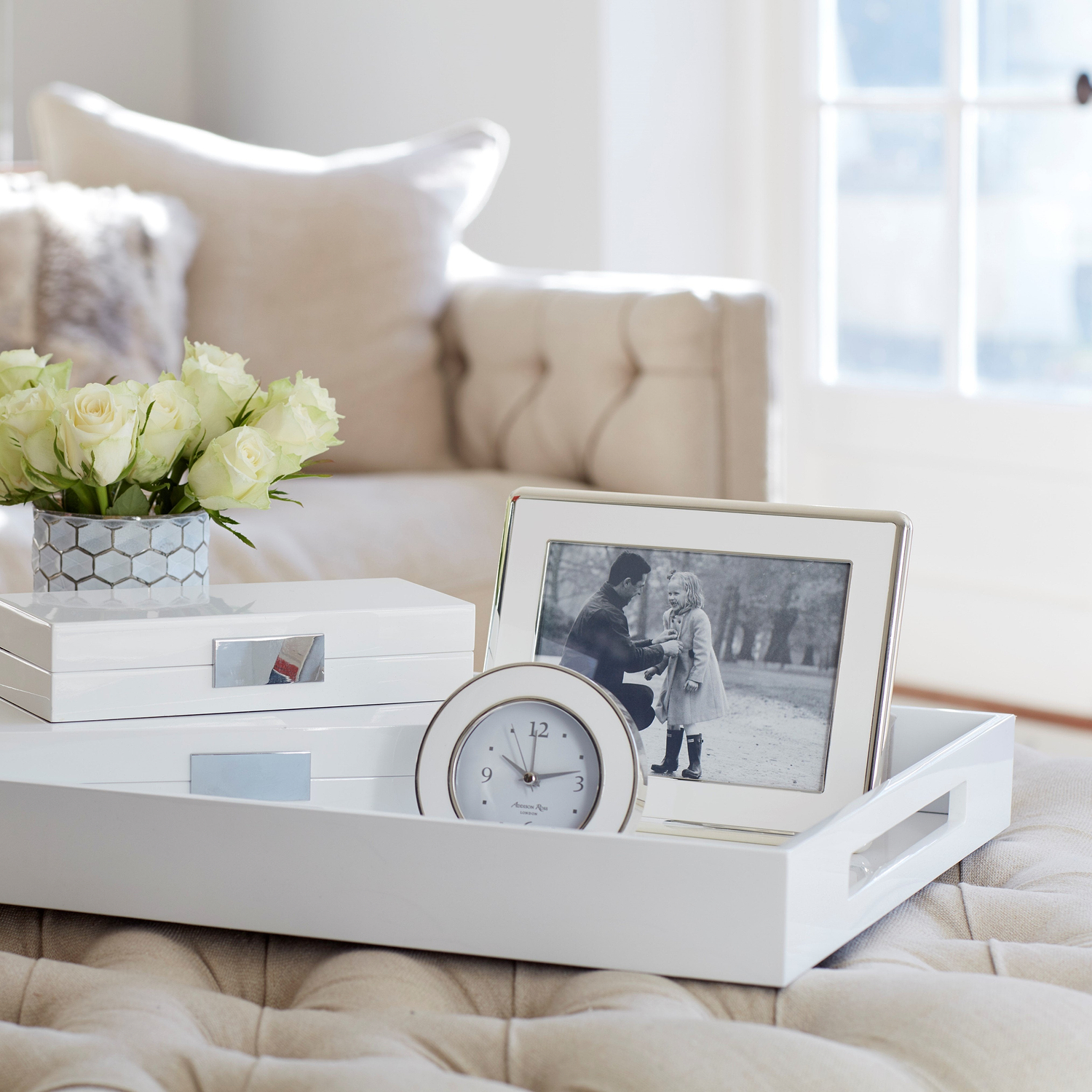 White Enamel & Silver Curve Frame