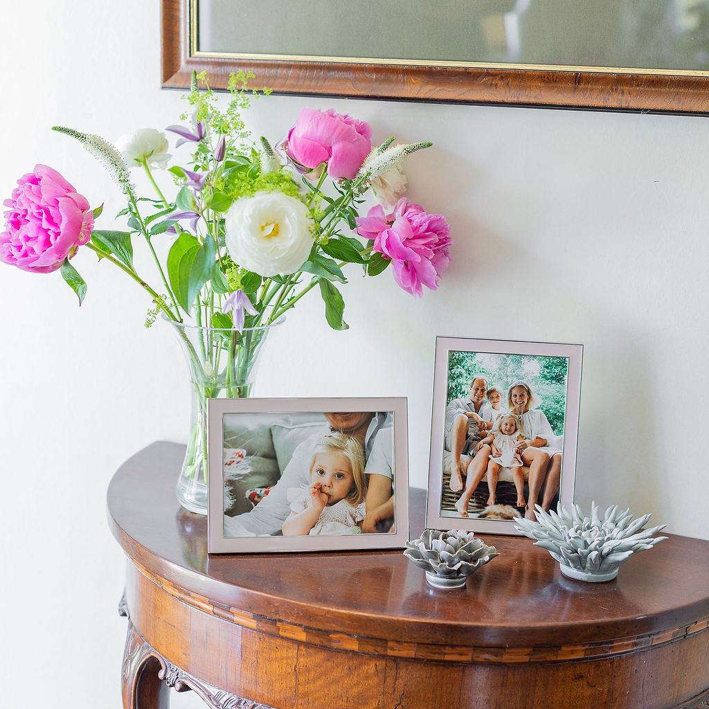 Light Pink Enamel & Silver Frame
