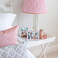 Pale Pink Enamel & Silver Wide Frame