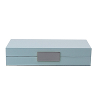 Light Blue Lacquer Box With Silver