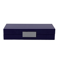 Navy Lacquer Box With Silver