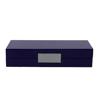 Navy Lacquer Box With Silver