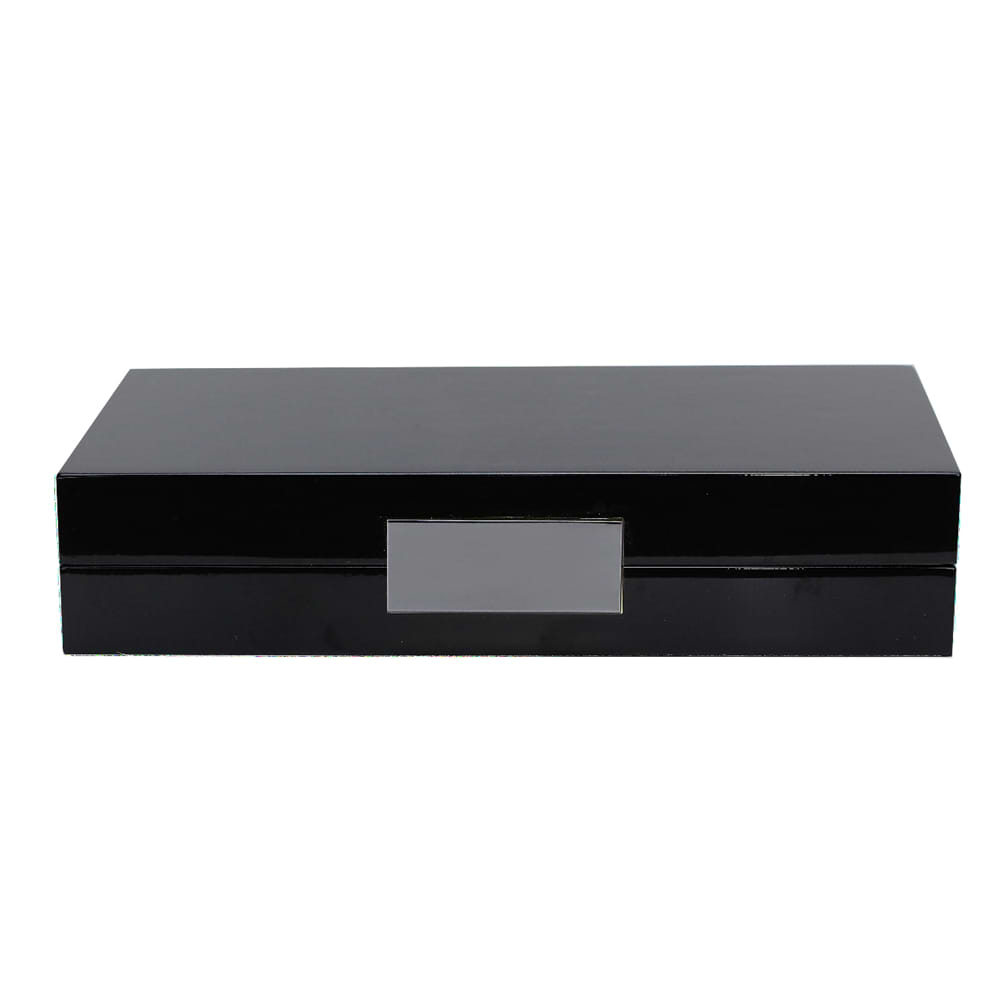 Caja Lacada Negra Con Plata