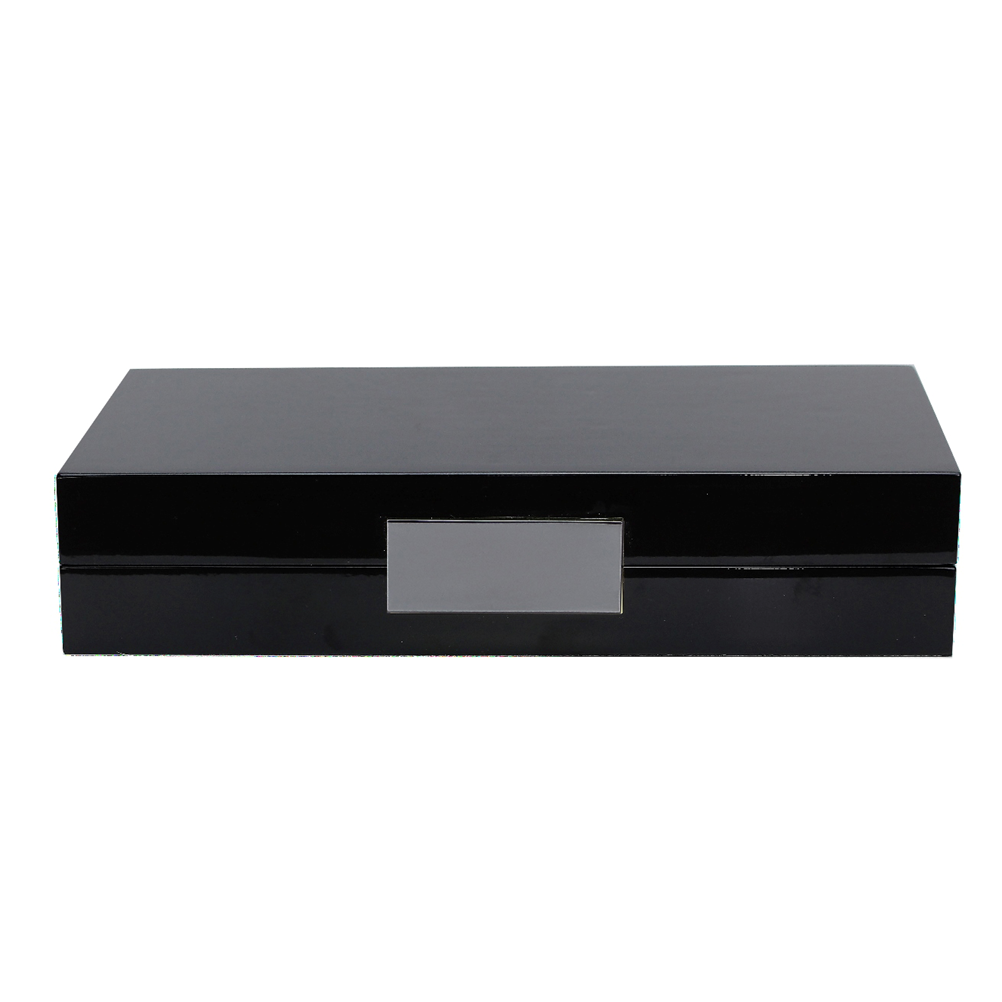Caja Lacada Negra Con Plata