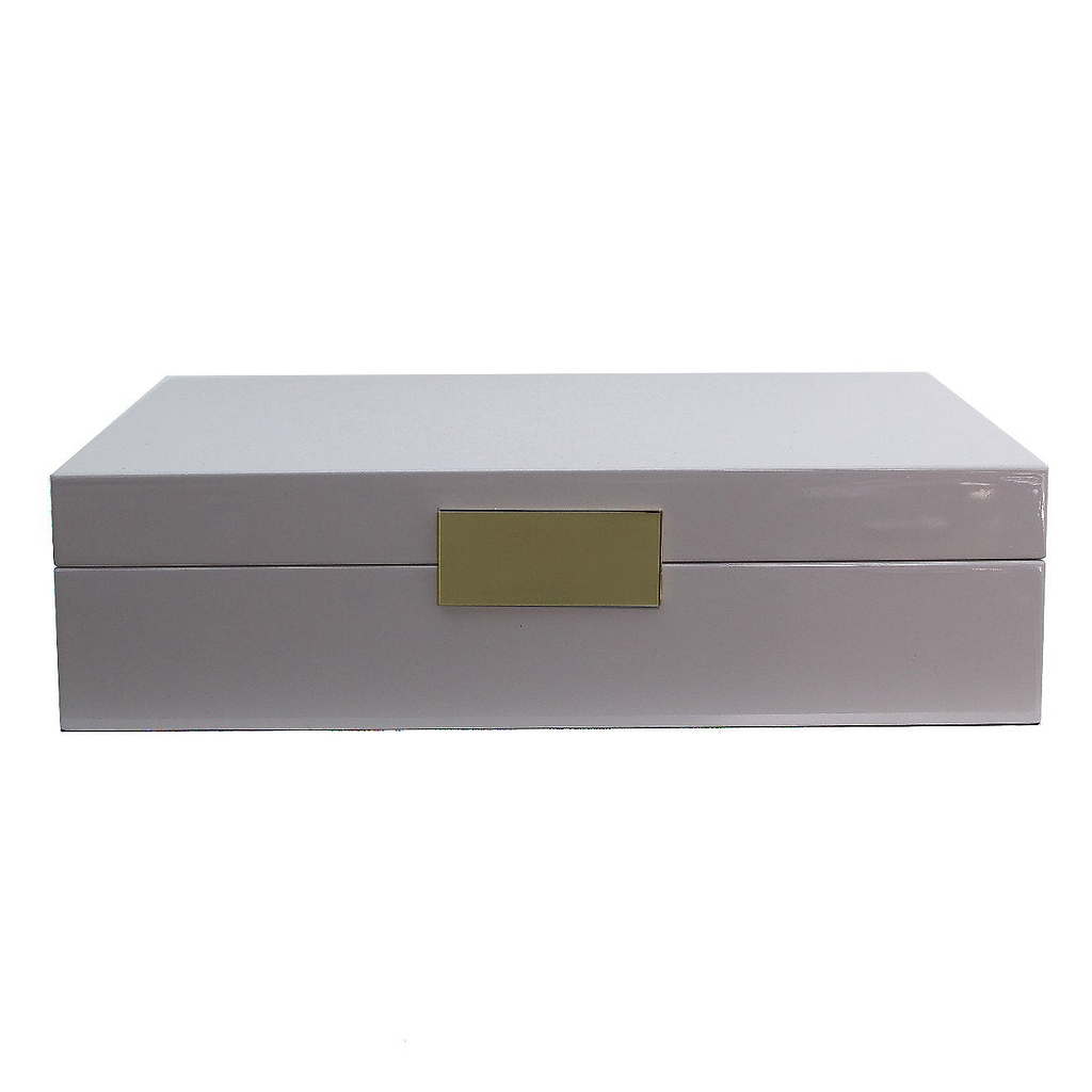 Grand coffret à lunettes en mousseline gris et or